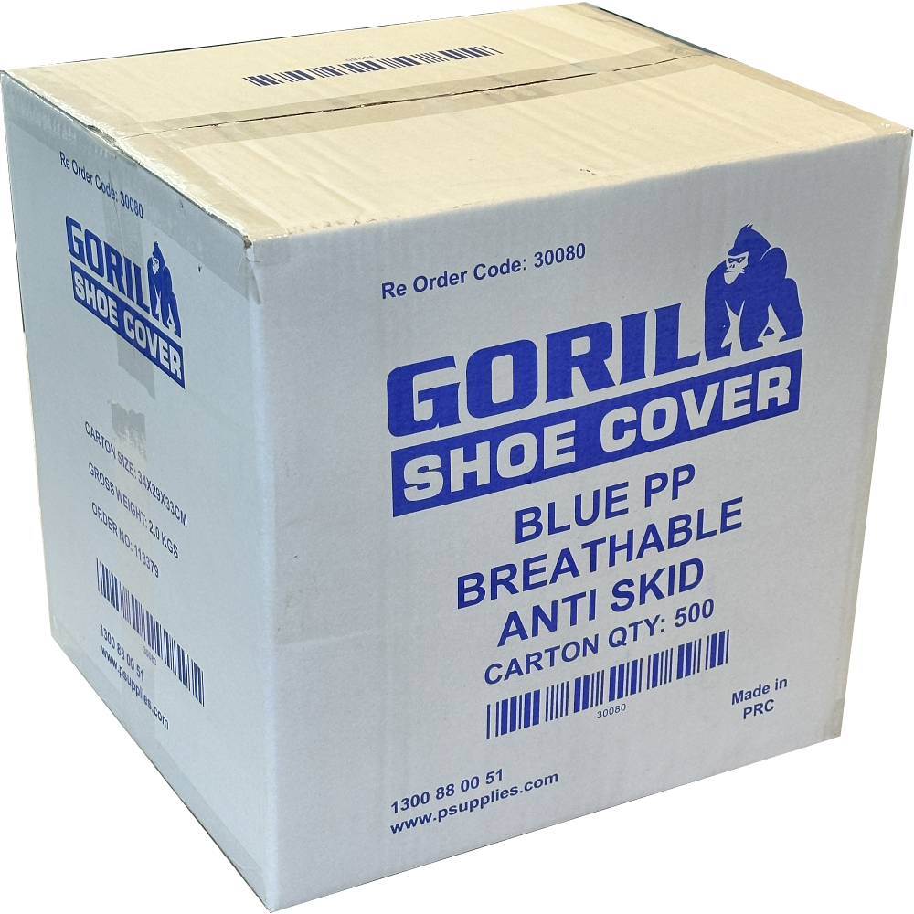 GORILLA Blue Breathable PP Anti-Skid Shoe Covers (Carton 500 Covers)
