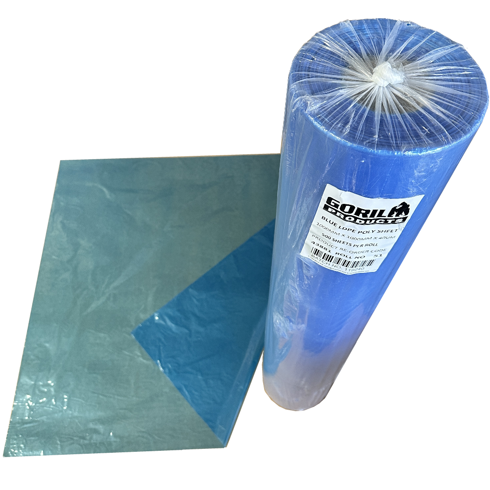 GORILLA Blue Virgin LDPE Sheets 1,000mm x 1,000mm 40µm (Roll 500 Sheets)