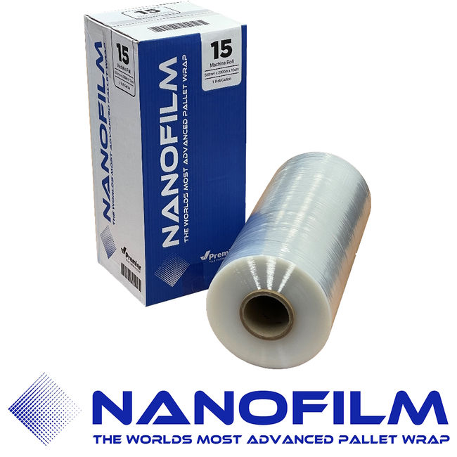 NANOFILM 15 Transparent Machine Pallet Wrap 500mm x 2,000m 15µm (Carton 1 Roll)