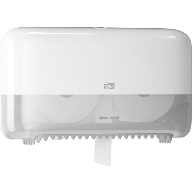 Tork 558040/558048 T7 System Elevation Twin Coreless Mid Size Toilet Paper Roll Dispenser White or Black