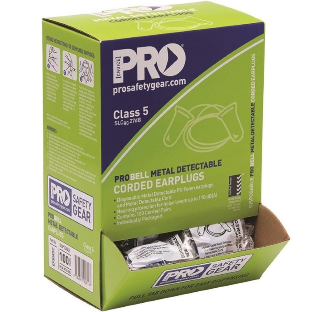 PIP ProBell Class 5 27dB Metal Detectable Corded Earplugs (Pack 100 Pairs)
