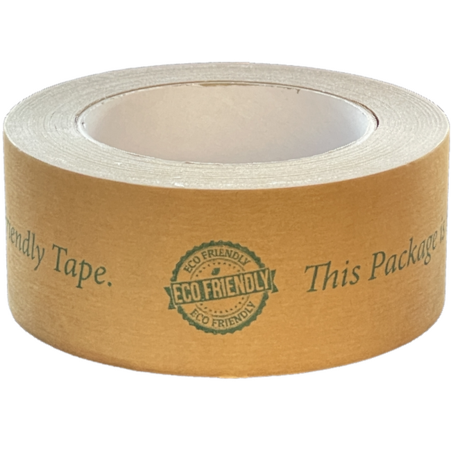 Kikusui Environmentally Friendly Recyclable Kraft Packaging Tape 50mm x 50m Printed: "This Package is Sealed with Eco Friendly Tape" (Carton 50 Rolls)