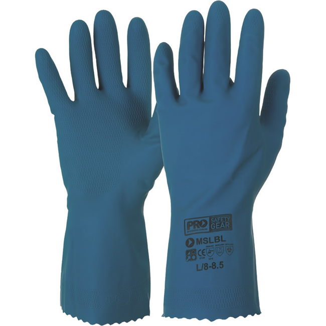 PIP Premium Silver-lined Blue Rubber Gloves (Pack 12 Pairs) (Carton 12 Packs)