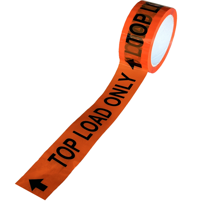 Black on Orange "TOP LOAD ONLY" Printed PP Tape 48mm x 66m (Carton 36 Rolls)